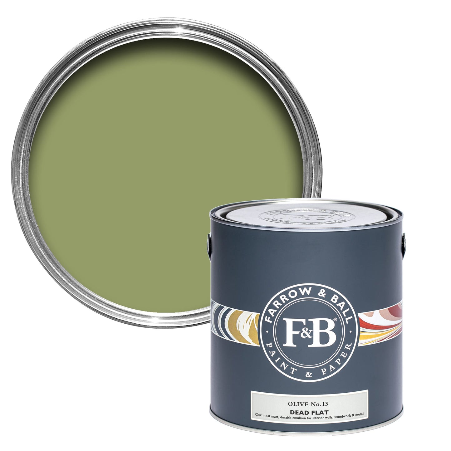 Farrow & Ball Olive No. 13 - Dead Flat 5L