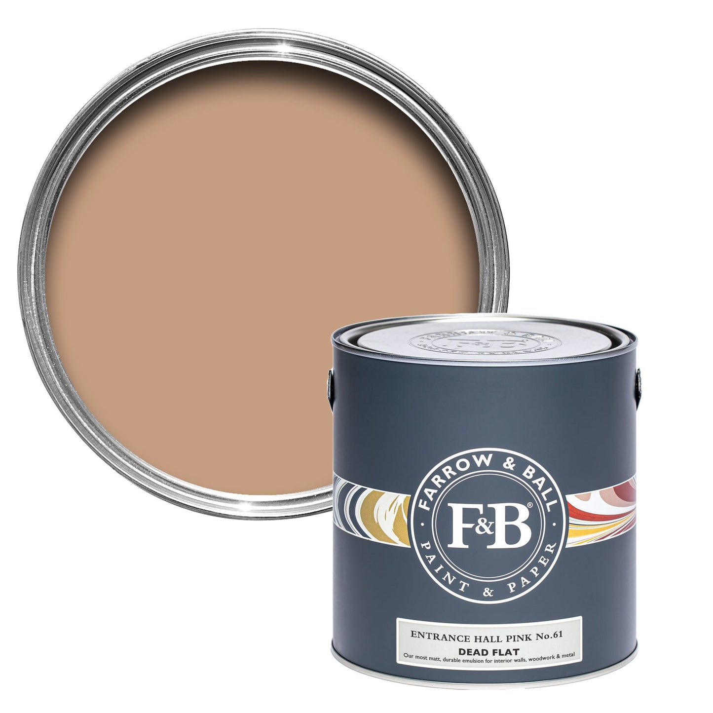Farrow & Ball Entrance Hall Pink No. 61 - Dead Flat 5L