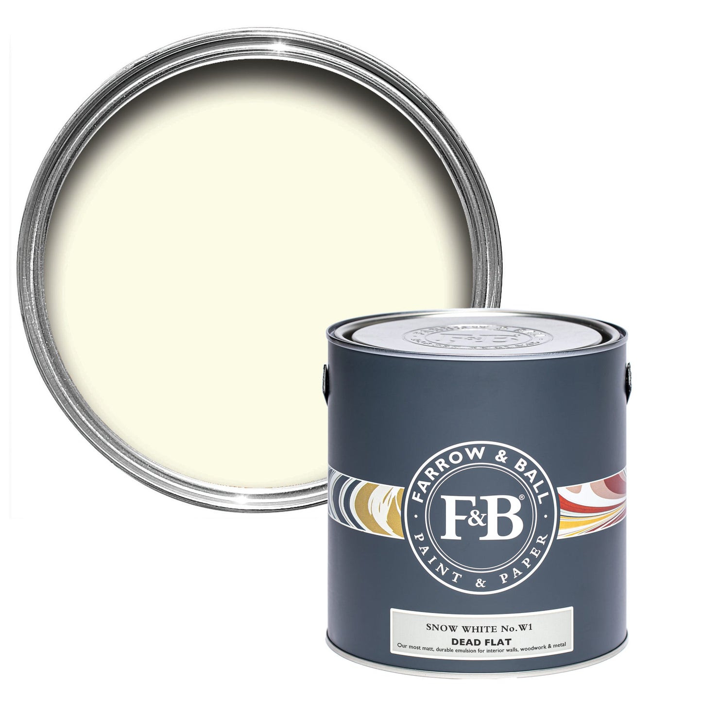 Farrow & Ball Snow White No. W1 - Dead Flat 5L