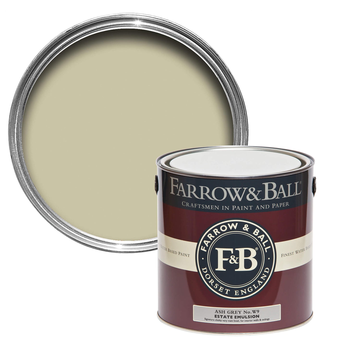 Farrow & Ball Ash Grey No. W9 - Flat Eggshell 750ml