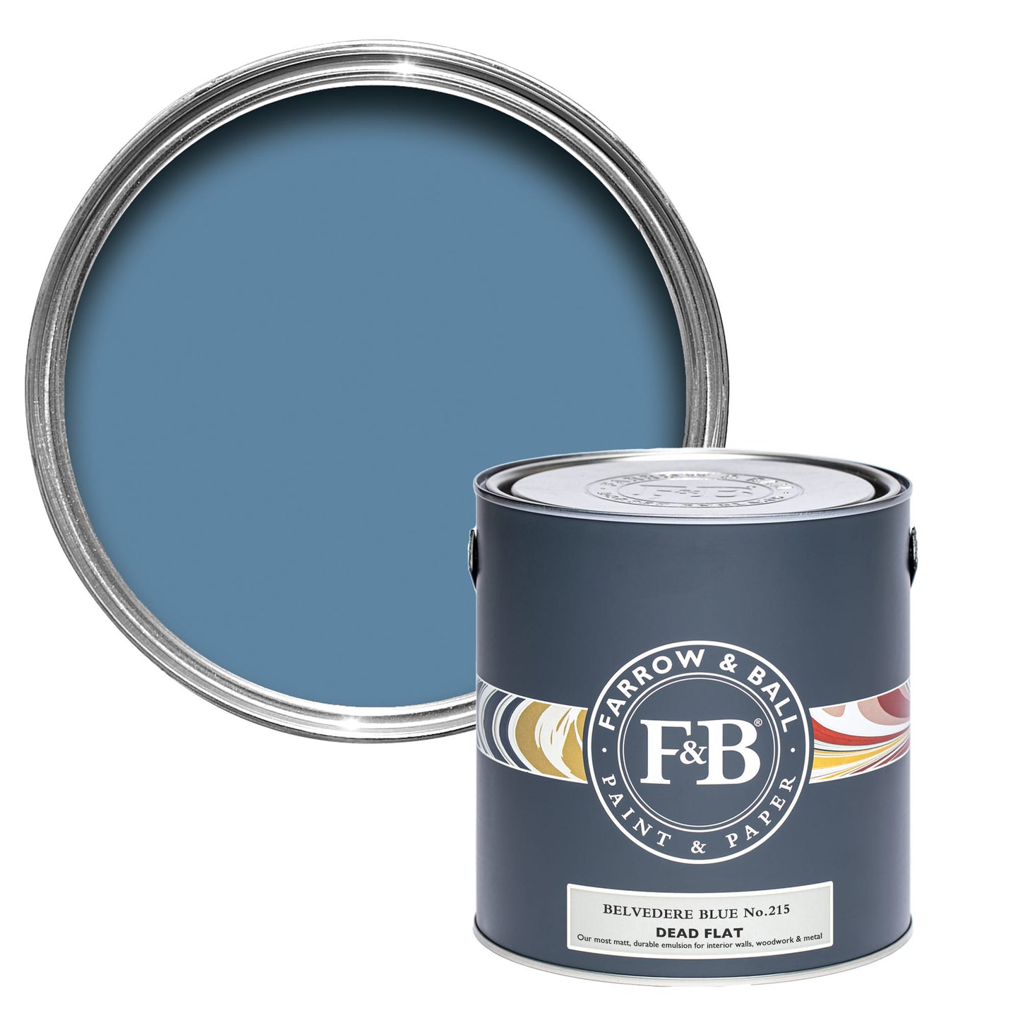 Farrow & Ball Belvedere Blue No. 215 - Dead Flat 2.5L