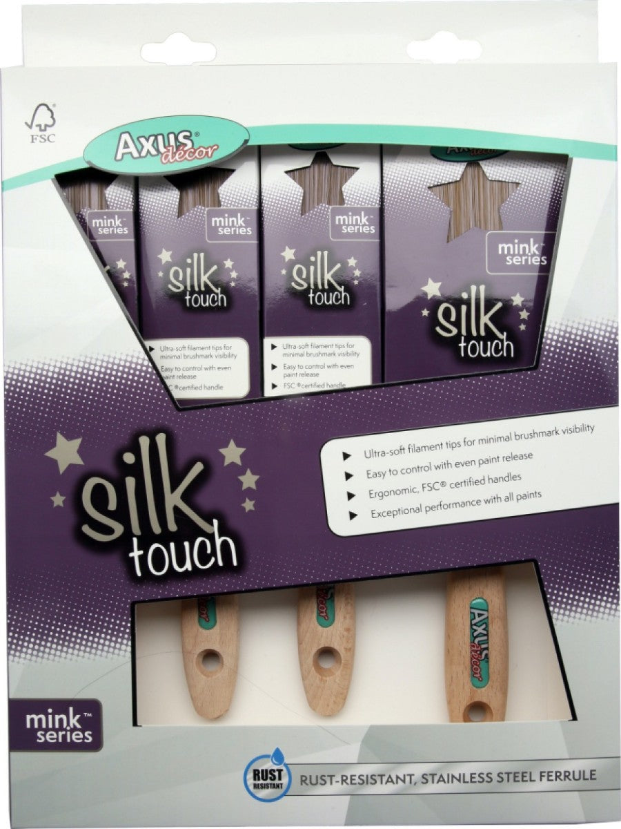 Bespoke Decor (Mink) Silk Touch Brush Set 4 Piece (1x1.5",2x2",1x3") paint