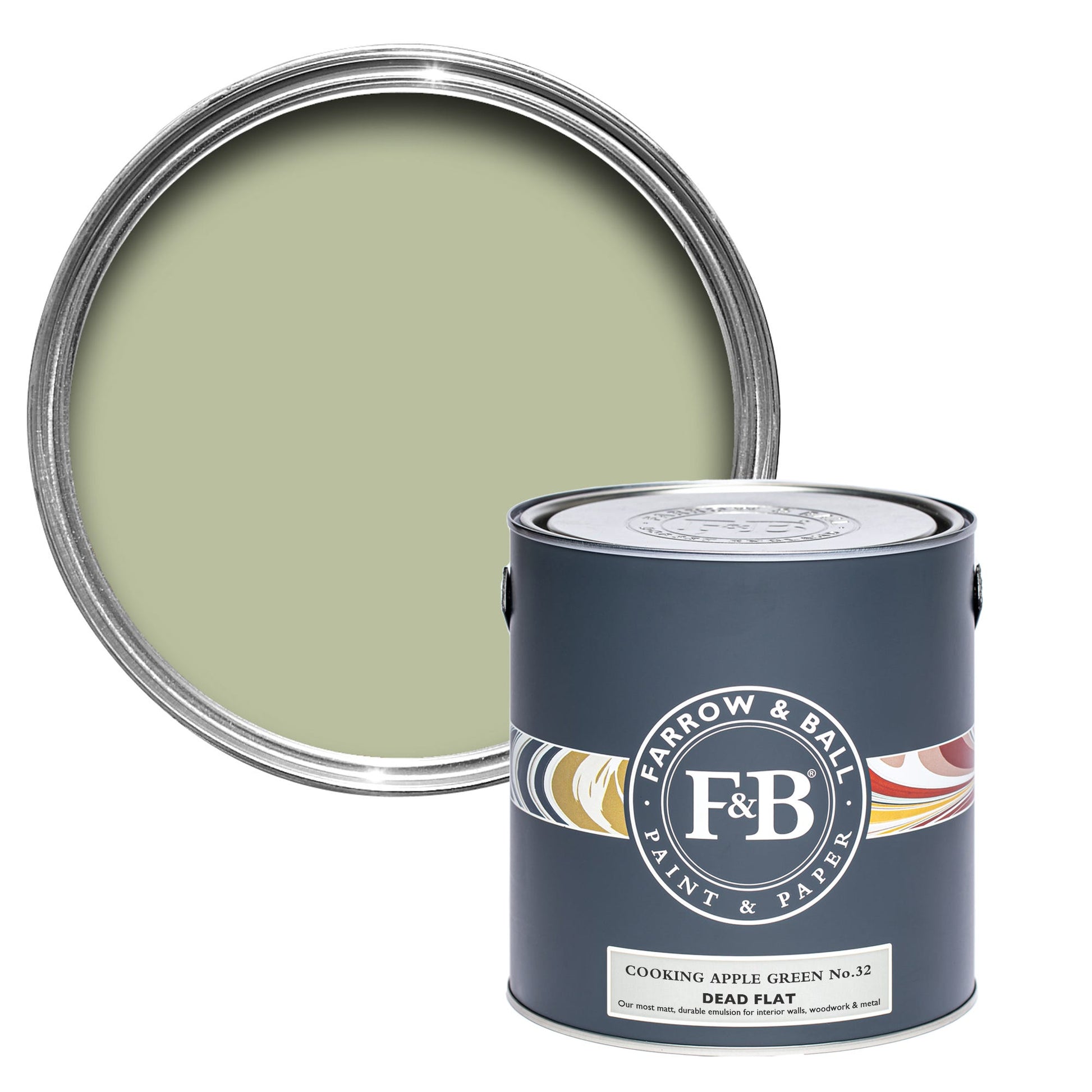 Farrow & Ball Cooking Apple Green No. 32 - Dead Flat 5L