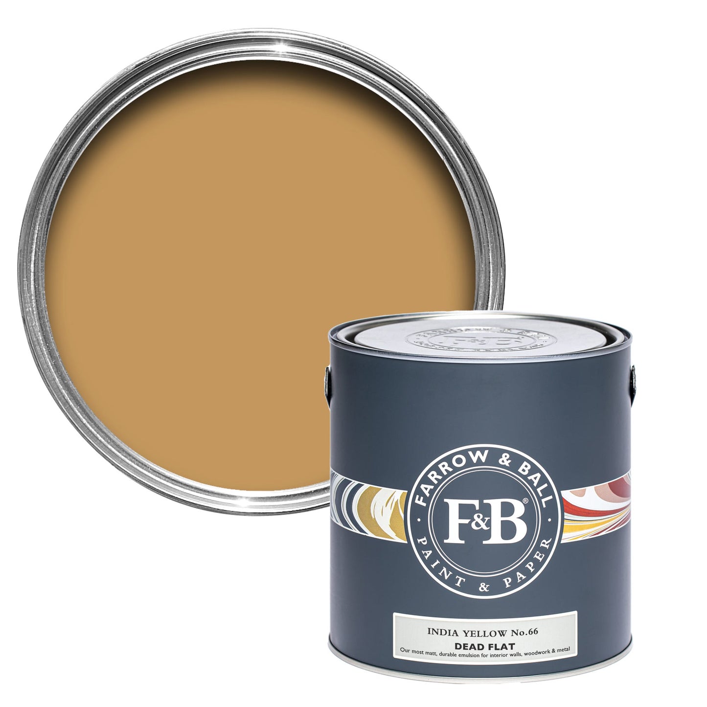Farrow & Ball India Yellow No. 66 - Dead Flat 5L