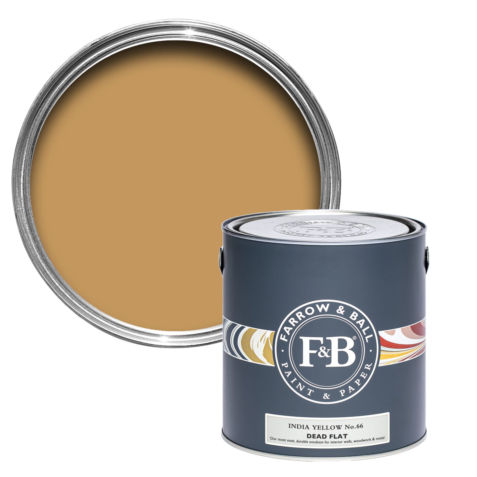 Farrow & Ball India Yellow No. 66 - Dead Flat 5L