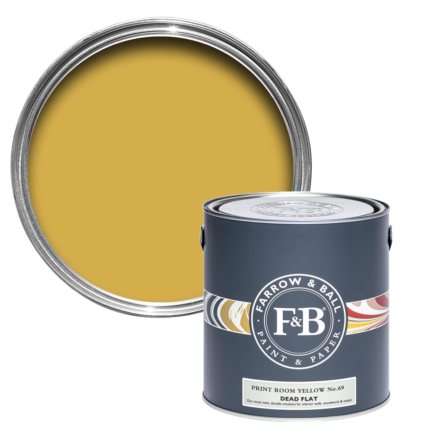 Farrow & Ball Print Room Yellow No. 69 - Dead Flat 5L
