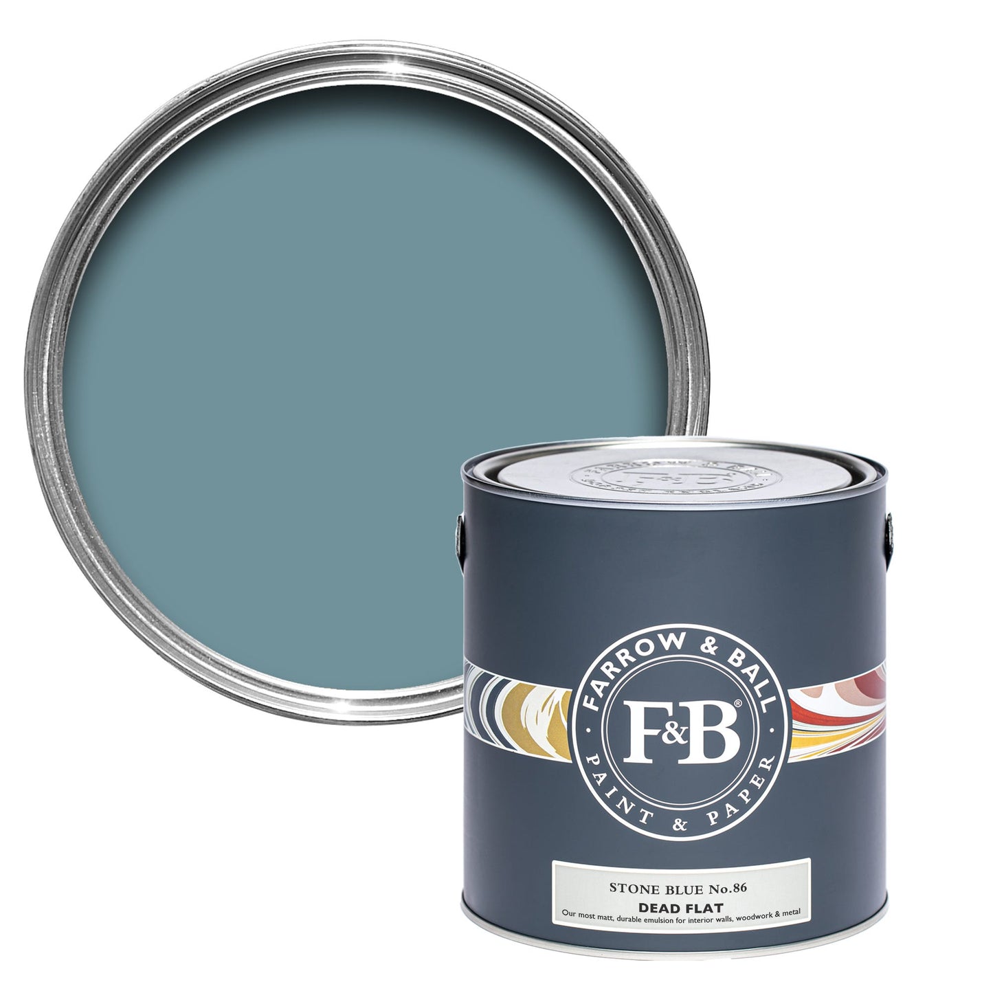 Farrow & Ball Stone Blue No. 86 - Dead Flat 5L