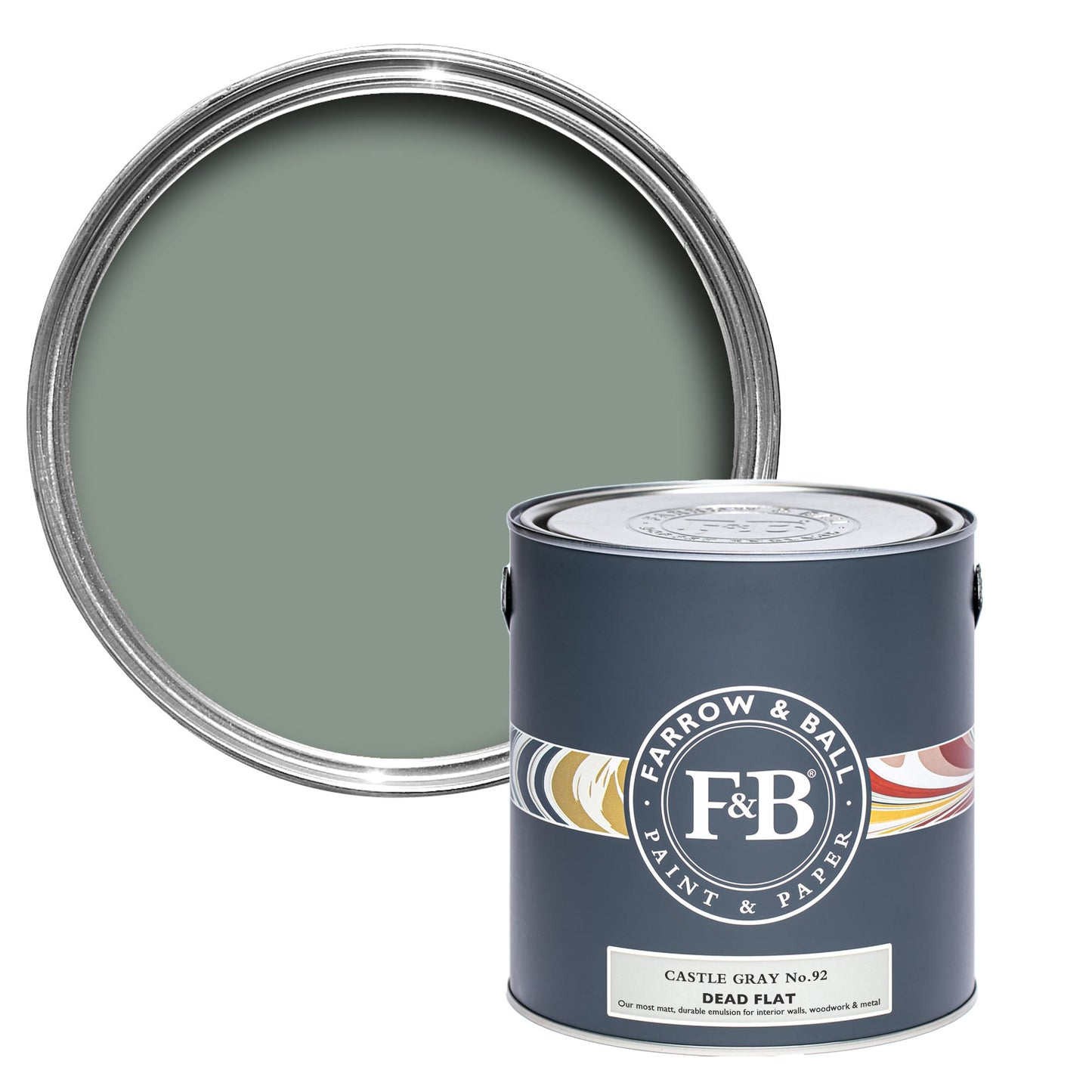 Farrow & Ball Castle Gray No. 92 - Dead Flat 2.5L