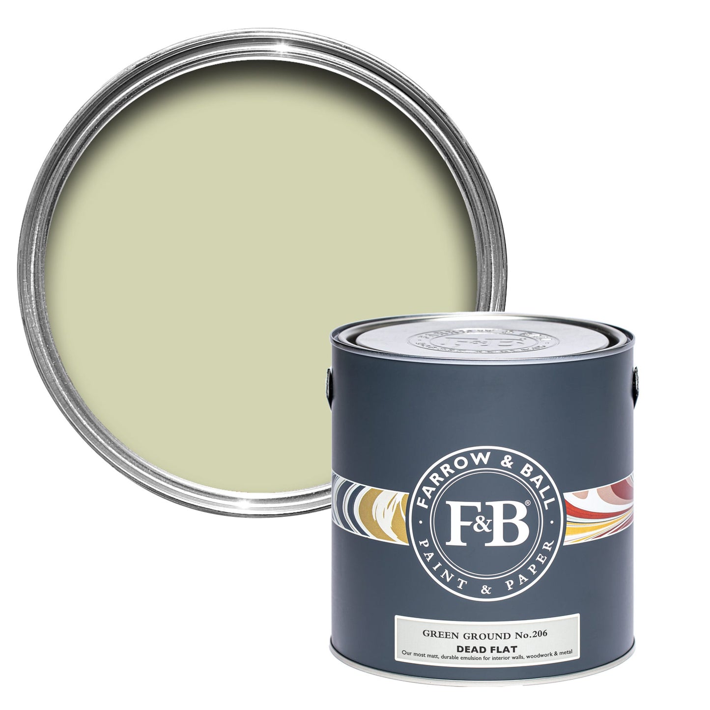 Farrow & Ball Green Ground No. 206 - Dead Flat 5L