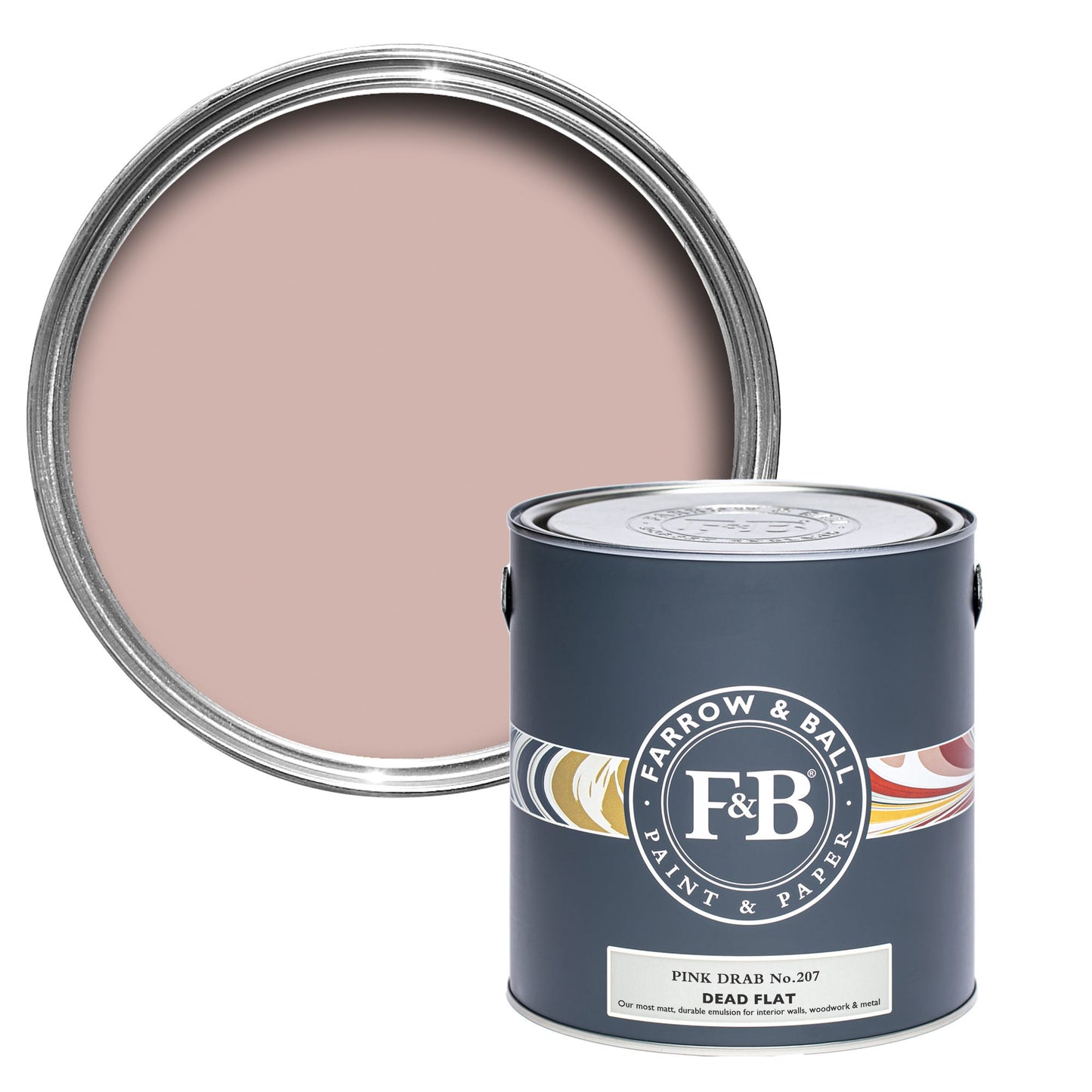 Farrow & Ball Pink Drab No. 207 - Dead Flat 5L