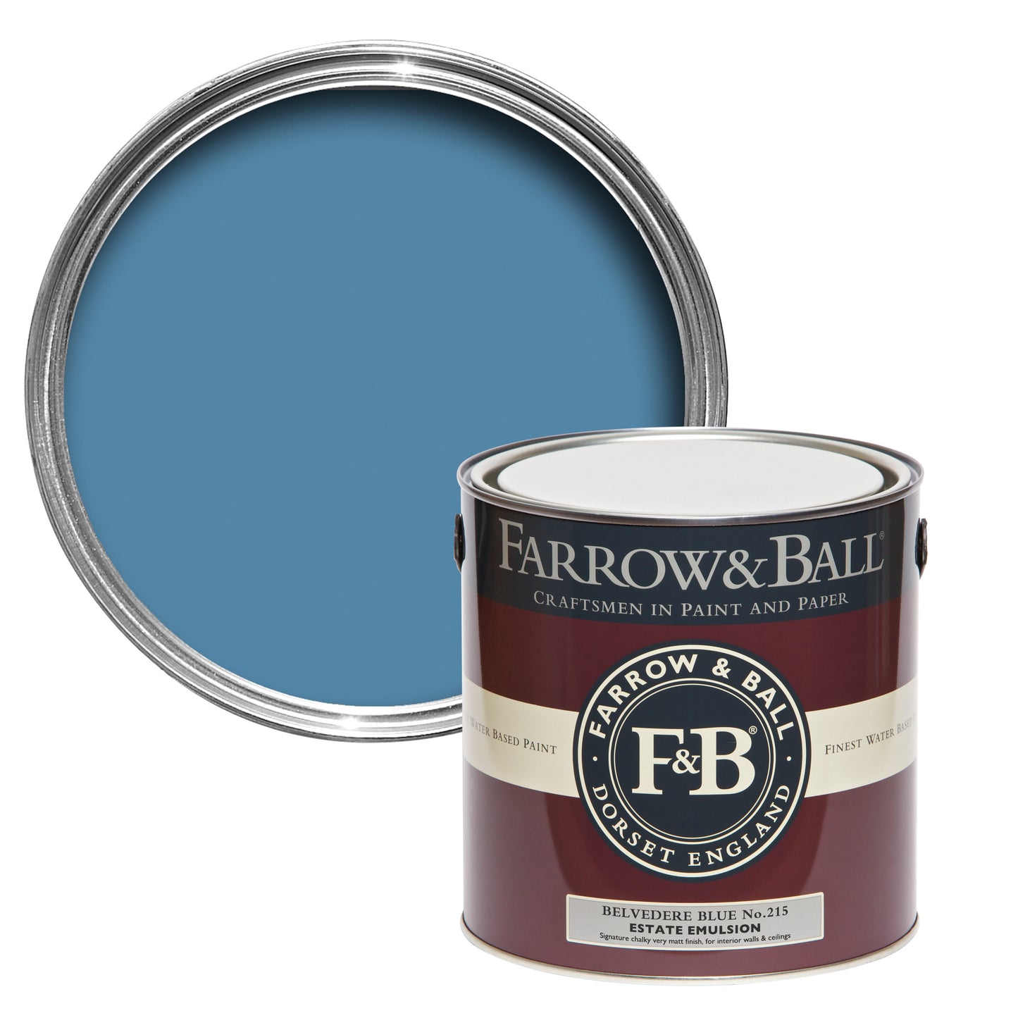Farrow & Ball Belvedere Blue No. 215 - Estate Eggshell 2.5L
