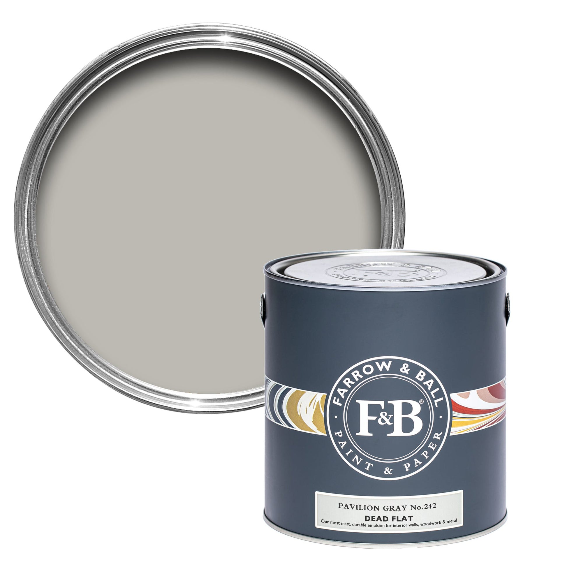 Farrow & Ball Pavilion Gray No. 242 - Dead Flat 5L