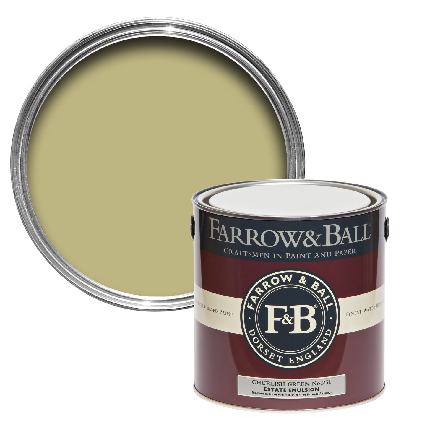 Farrow & Ball Churlish Green No. 251 - Flat Eggshell 2.5L