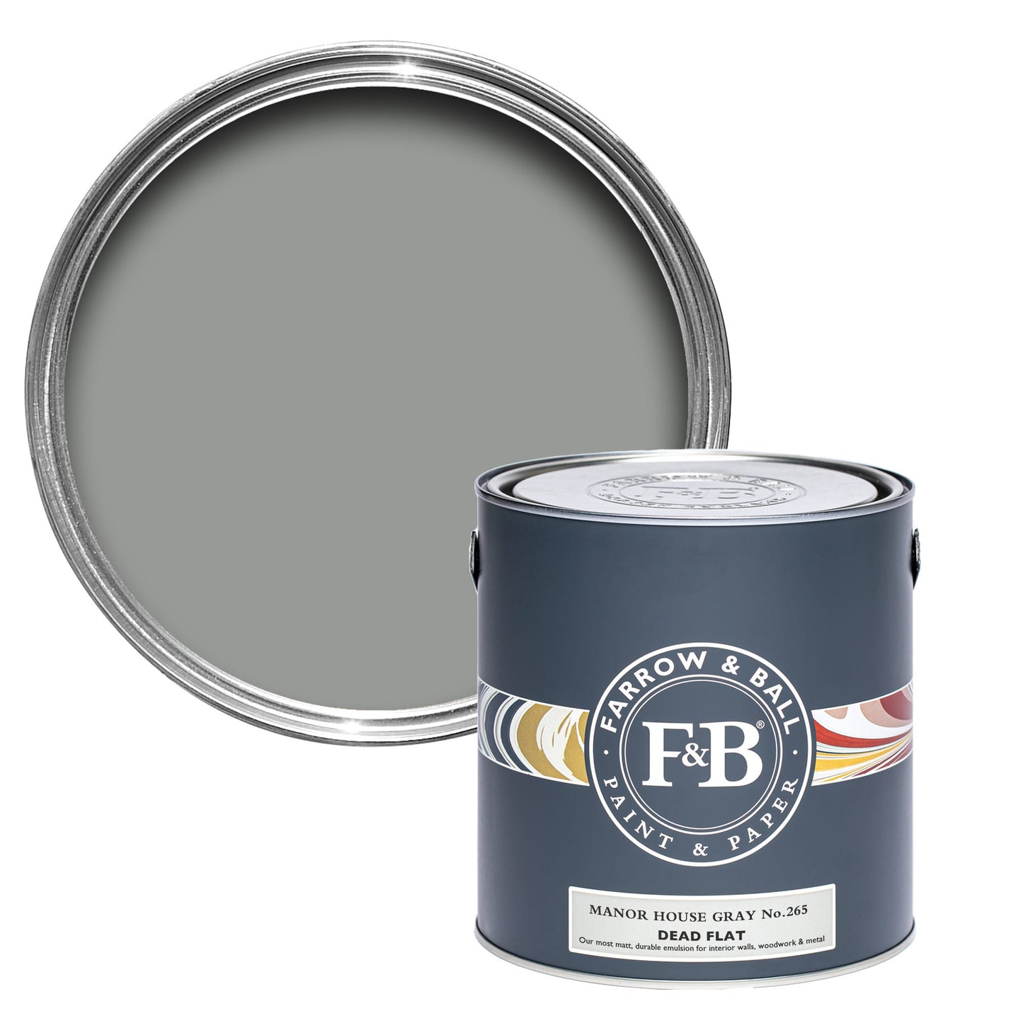 Farrow & Ball Manor House Gray No. 265 - Dead Flat 750ml