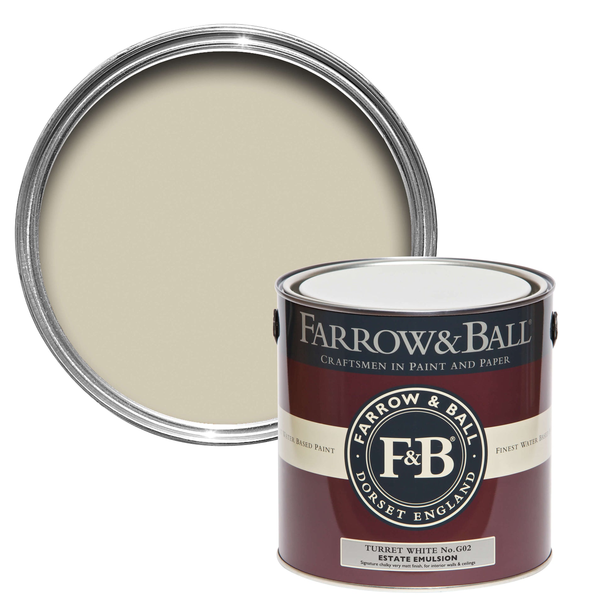 Farrow & Ball Turret White No. G2 - Flat Eggshell 750ml