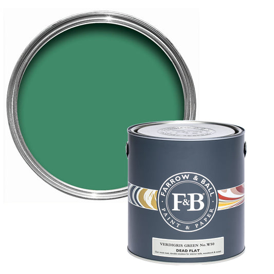 Farrow & Ball Verdigris Green No. W50 - Dead Flat 5L