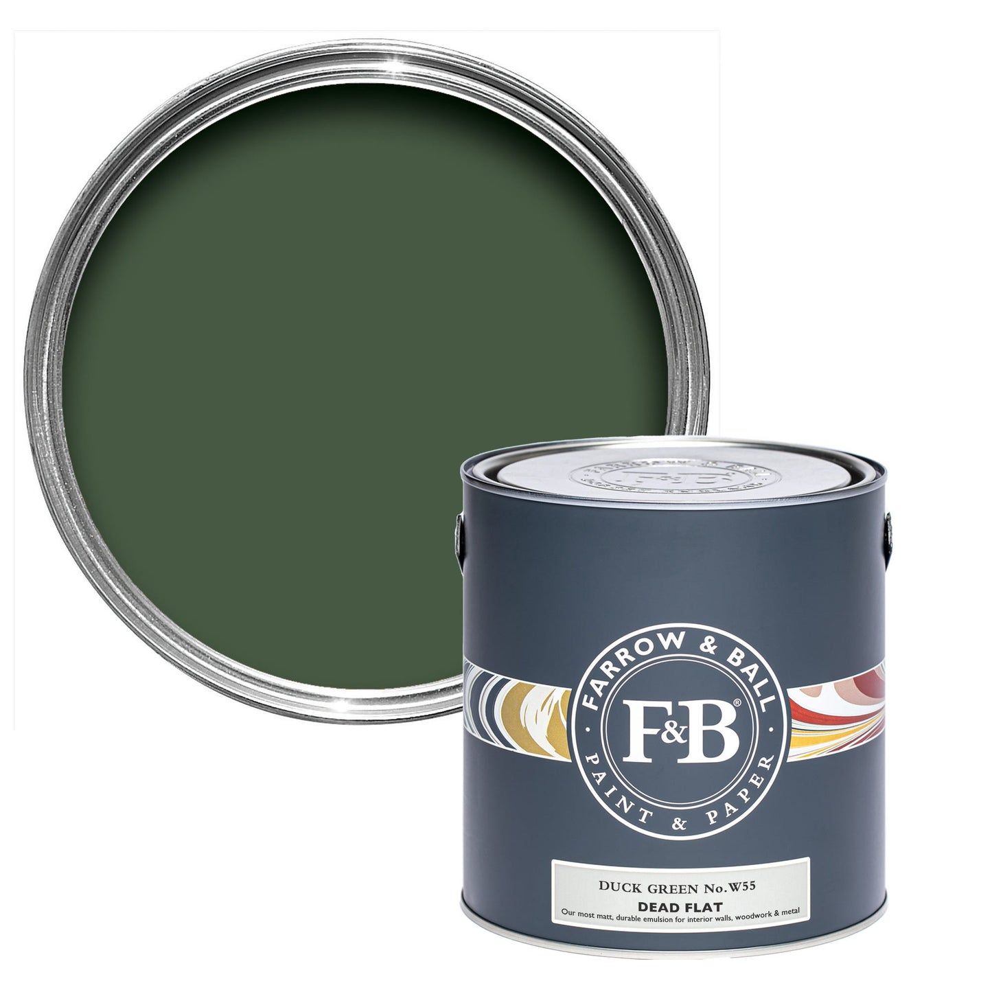 Farrow & Ball Duck Green No. W55 - Dead Flat 5L