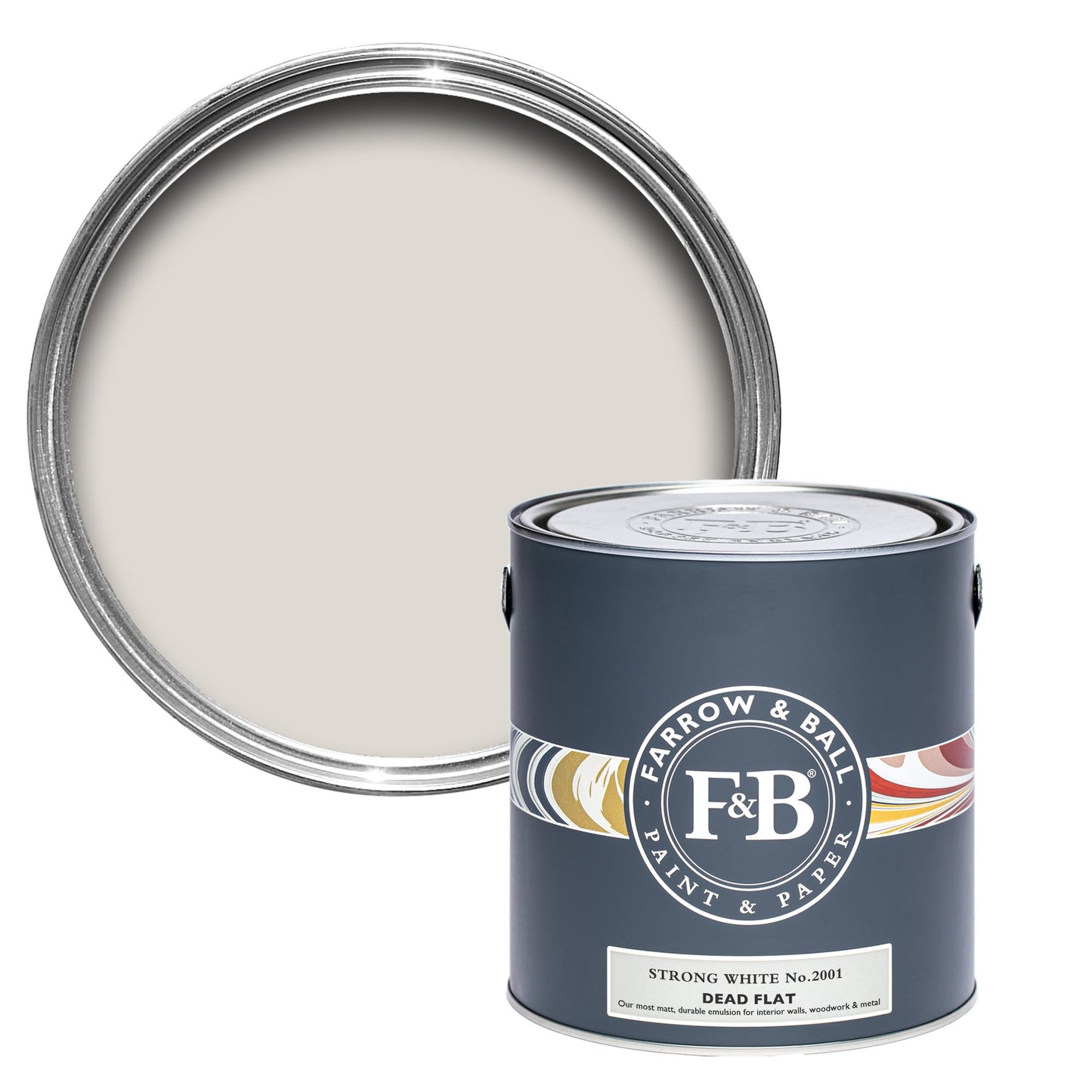 Farrow & Ball Strong White No. 2001 - Dead Flat 5L