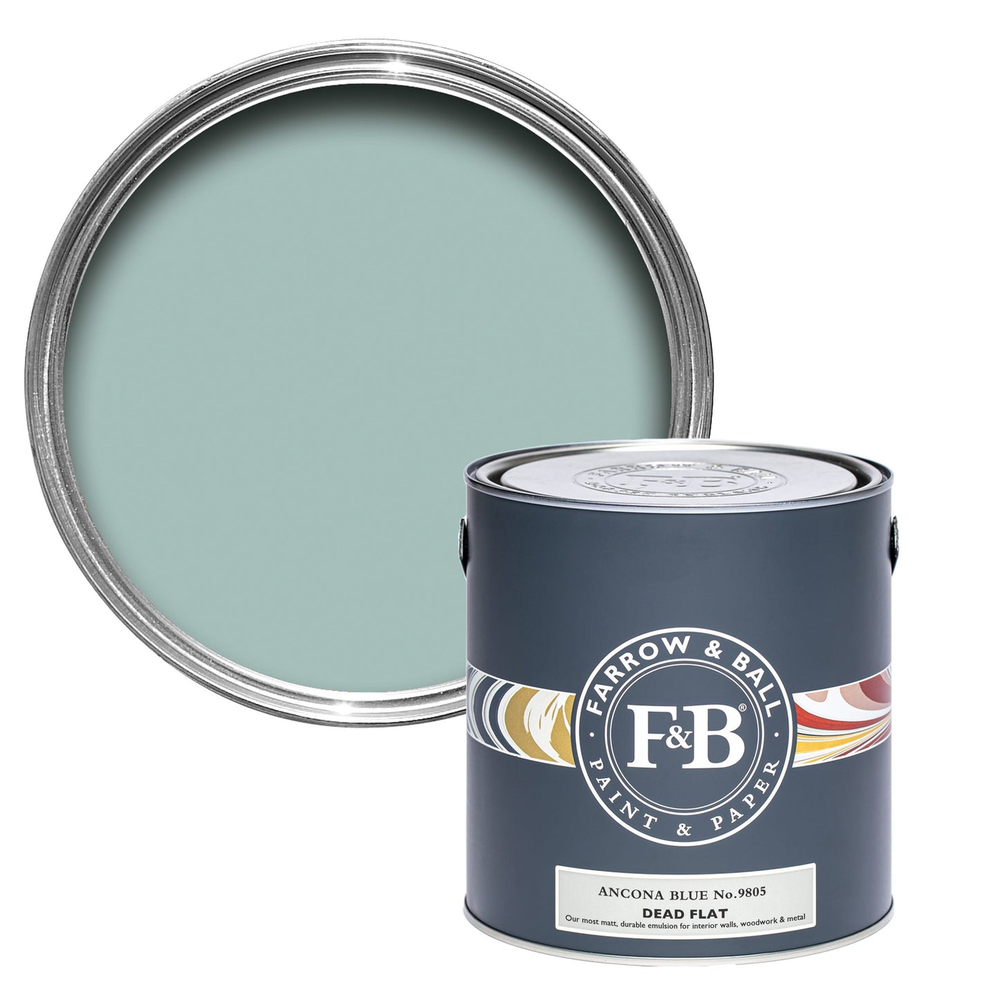 Farrow & Ball Ancona Blue No. 9805 - Dead Flat 2.5L