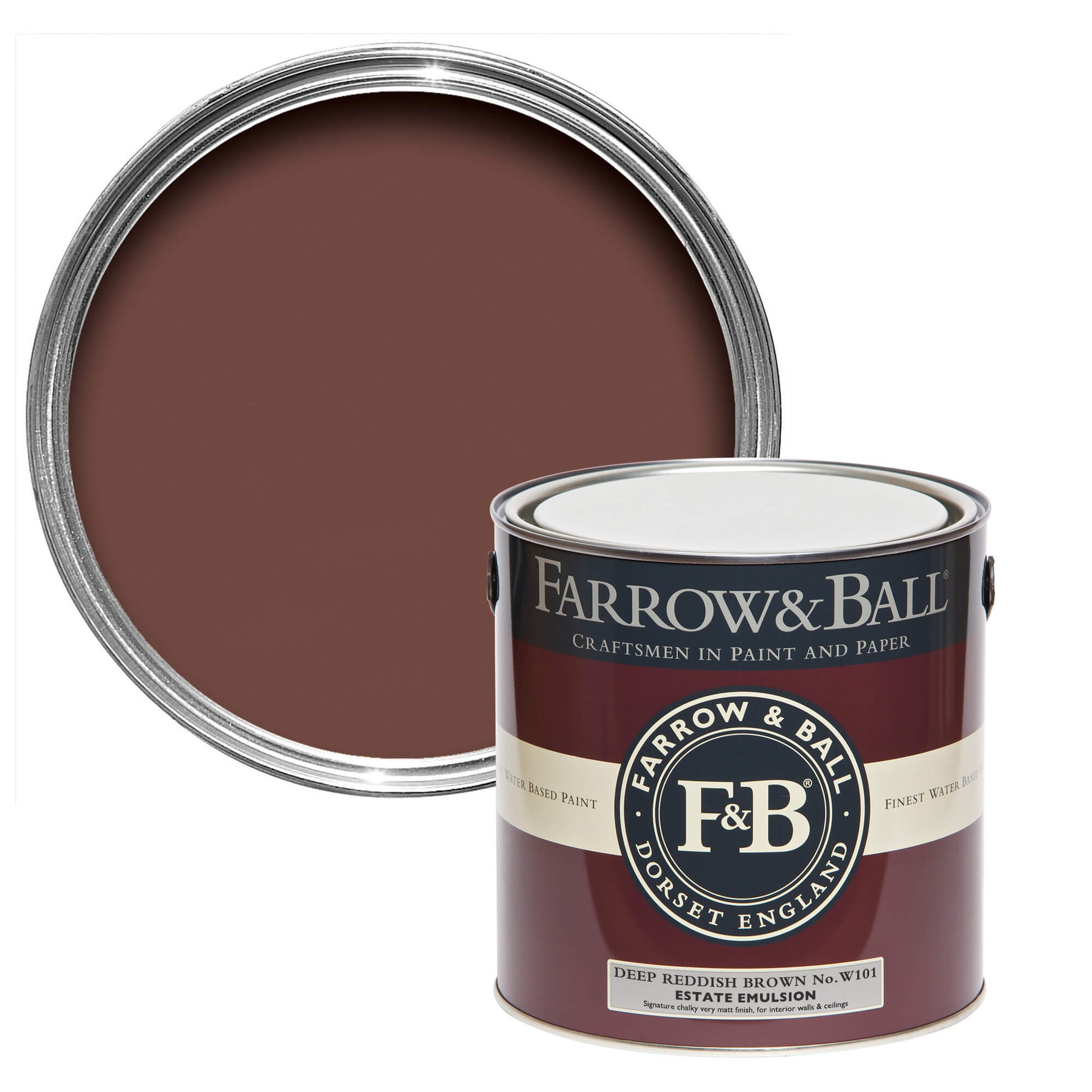 Farrow & Ball Deep Reddish Brown No. W101 - Estate Eggshell 2.5L
