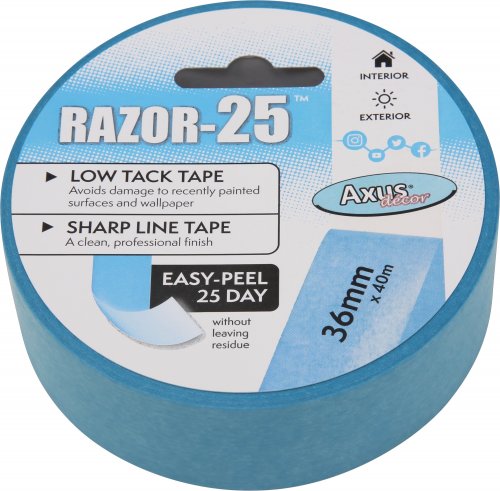 Bespoke Decor Axus Decor Razor-25 Low Tack Masking Tape (36mm x 40m) paint