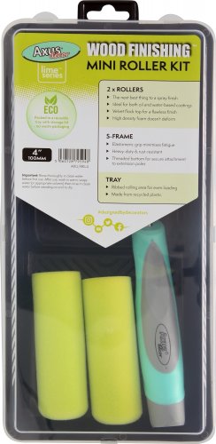 Bespoke Decor (Lime) Wood Finishing Mini Roller Kit 4" (2 x Sleeves, Tray & Frame) paint